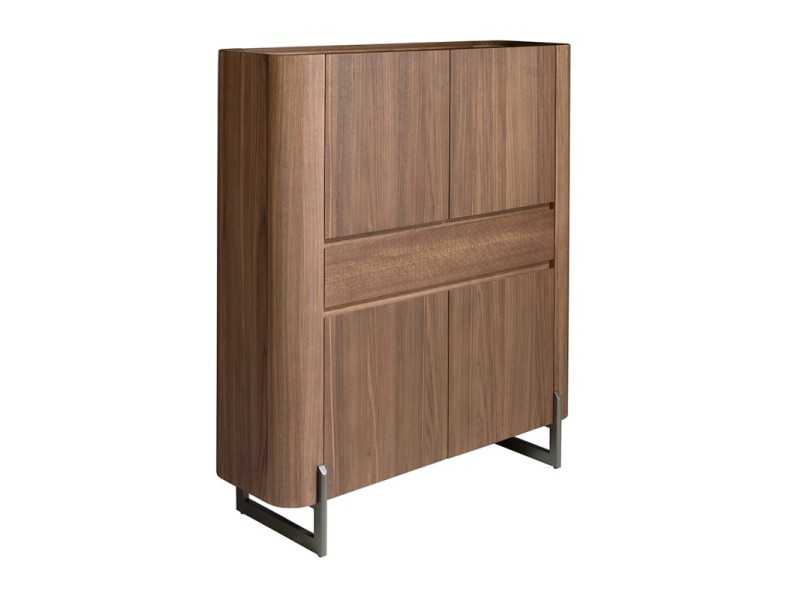 Tall walnut sideboard with stainless steel legs - SYMI