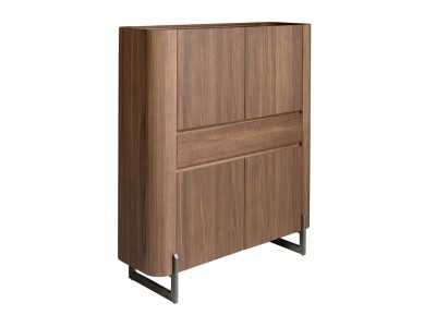 High sideboard / blind walnut display case with stainless steel legs - SYMI