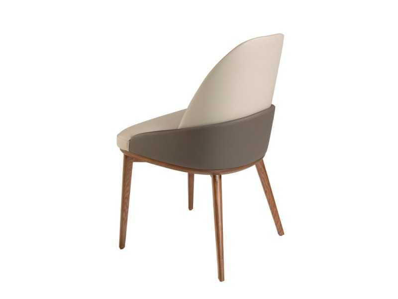 Designer chair with walnut structure upholstered in synthetic leather - SYMI