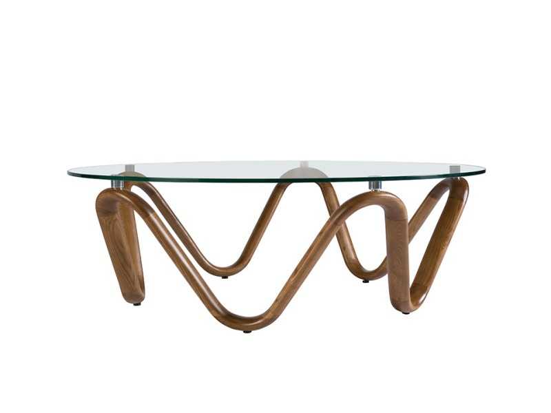 Round coffee table with tempered glass top - PATMOS