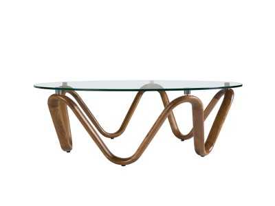 Round coffee table with tempered glass top - PATMOS Round coffee table with tempered glass top - PATMOS