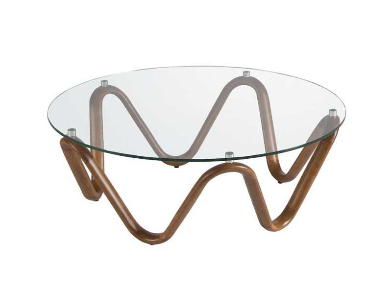 Round coffee table with tempered glass top - PATMOS