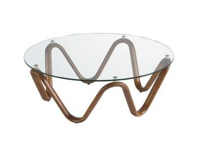 Round coffee table with tempered glass top - PATMOS Round coffee table with tempered glass top - PATMOS