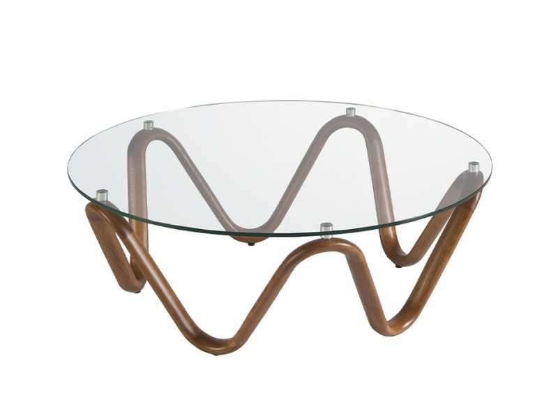 Round coffee table with tempered glass top - PATMOS