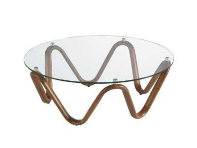 Round coffee table with tempered glass top - PATMOS Round coffee table with tempered glass top - PATMOS