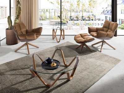 Round coffee table with tempered glass top - PATMOS Round coffee table with tempered glass top - PATMOS
