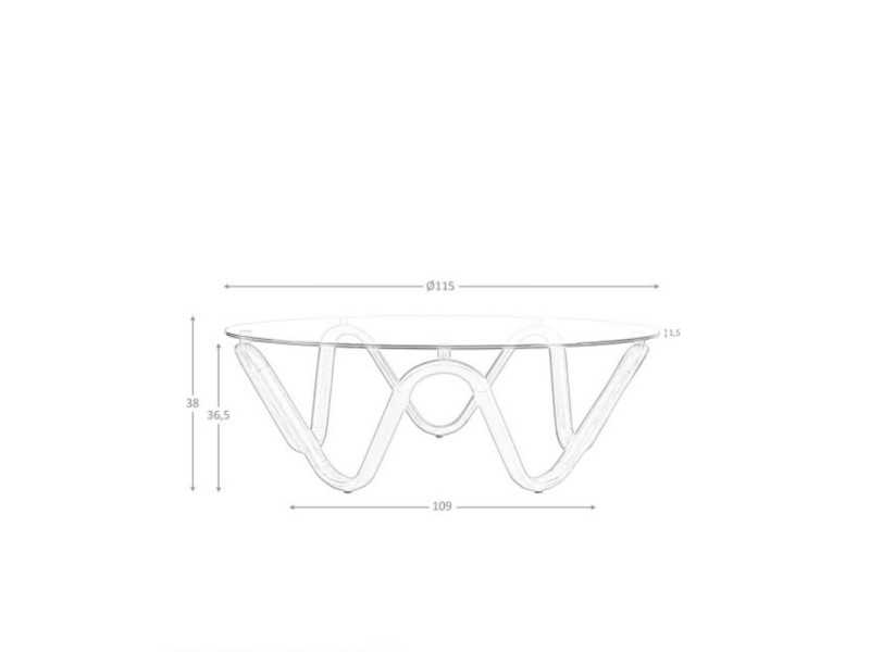 Round coffee table with tempered glass top - PATMOS