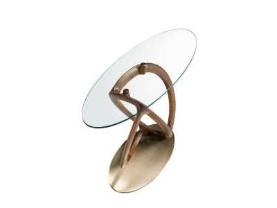 Oval console table made of solid wood and tempered glass top - PATMOS