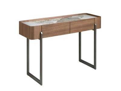 Walnut console with porcelain marble and stainless steel - SYMI