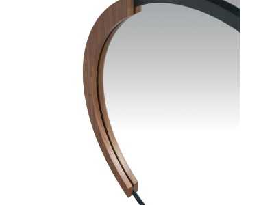 Round steel mirror with walnut detail - SYMI