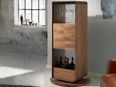 Meuble bar pivotant en noyer - BRANDY