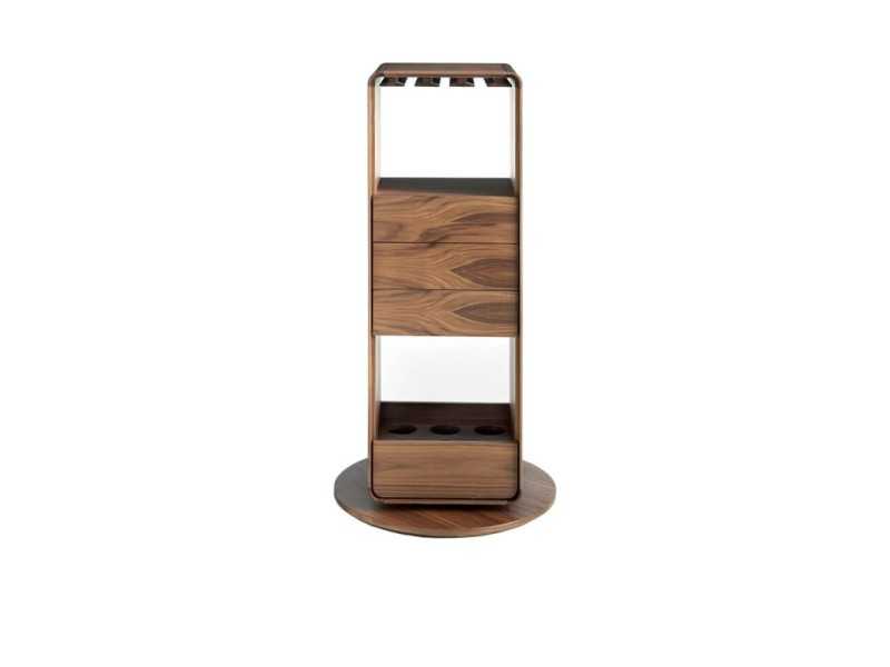 Swivel bar cabinet in walnut - BRANDY