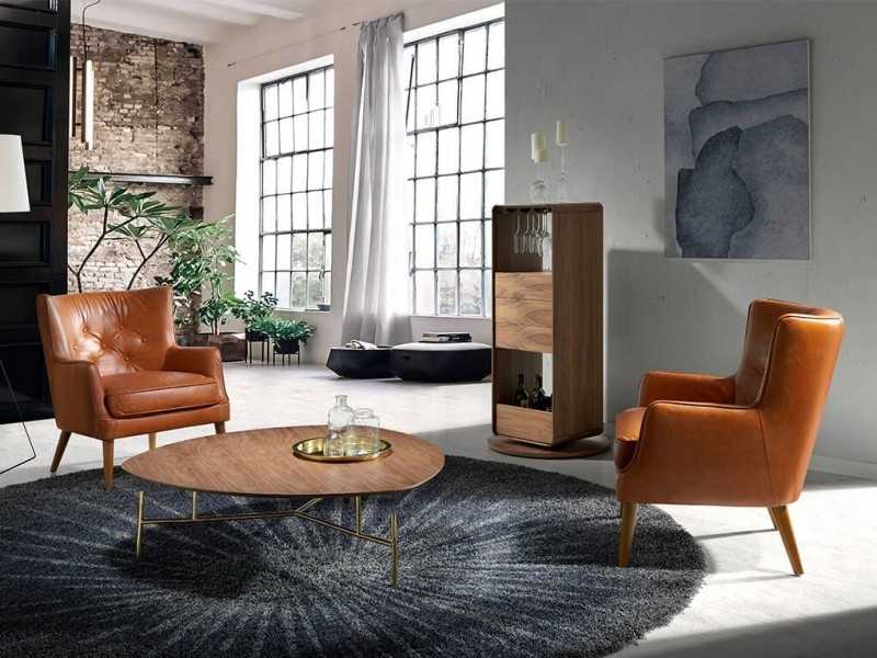 Meuble bar pivotant en noyer - BRANDY