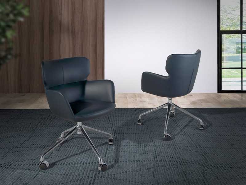 Swivel office chair upholstered in synthetic leather - CLAUS