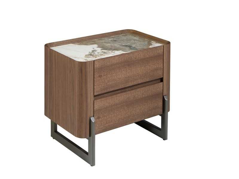 Walnut bedside table with ceramic top - SYMI