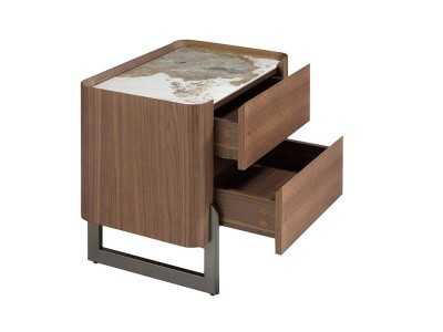Walnut bedside table with ceramic top - SYMI
