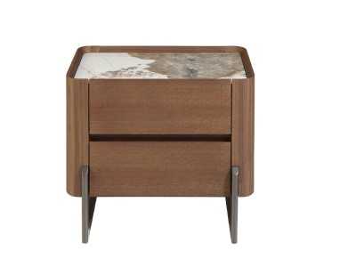 Walnut bedside table with ceramic top - SYMI