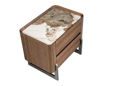 Walnut bedside table with ceramic top - SYMI