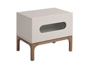 Lacquered designer bedside table with walnut base and LED light - MANUELE 2