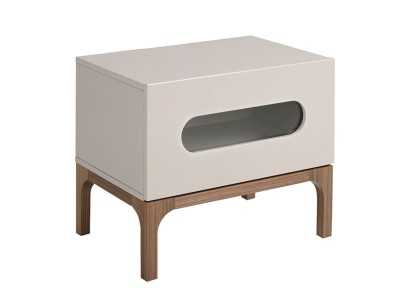 Lacquered designer bedside table with walnut base and LED light - MANUELE Lacquered designer bedside table with walnut base and LED light - MANUELE