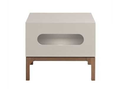 Lacquered designer bedside table with walnut base and LED light - MANUELE Lacquered designer bedside table with walnut base and LED light - MANUELE