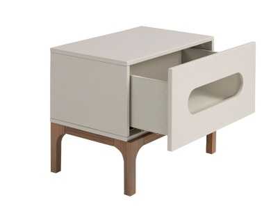 Lacquered designer bedside table with walnut base and LED light - MANUELE Lacquered designer bedside table with walnut base and LED light - MANUELE