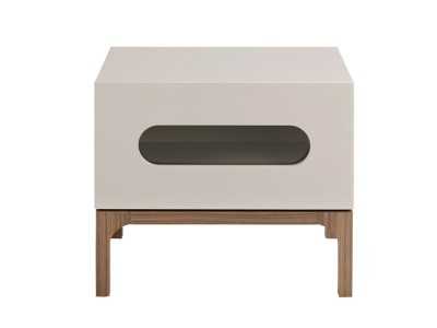 Lacquered designer bedside table with walnut base and LED light - MANUELE Lacquered designer bedside table with walnut base and LED light - MANUELE