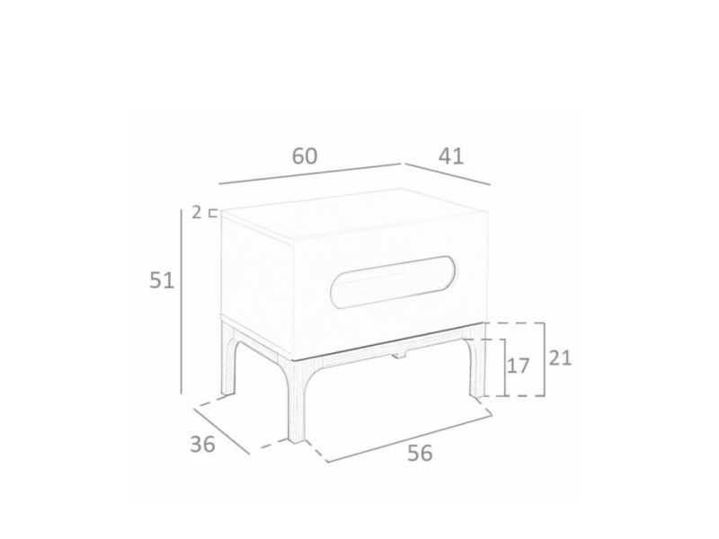 Lacquered designer bedside table with walnut base and LED light - MANUELE