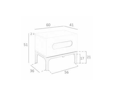 Lacquered designer bedside table with walnut base and LED light - MANUELE Lacquered designer bedside table with walnut base and LED light - MANUELE