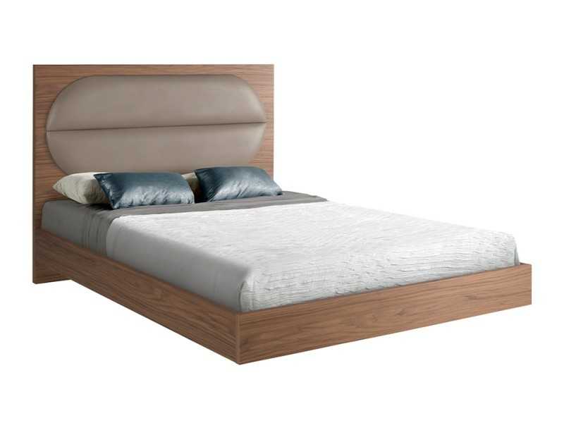 Complete bed in walnut with upholstered headboard - MANUELE