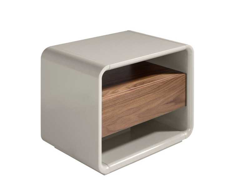Lacquered bedside table with one drawer in walnut - DILETTA