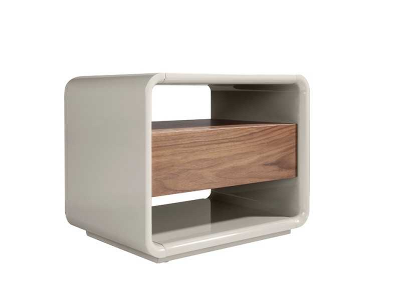 Mesita de noche lacada con un cajón en nogal - DILETTA