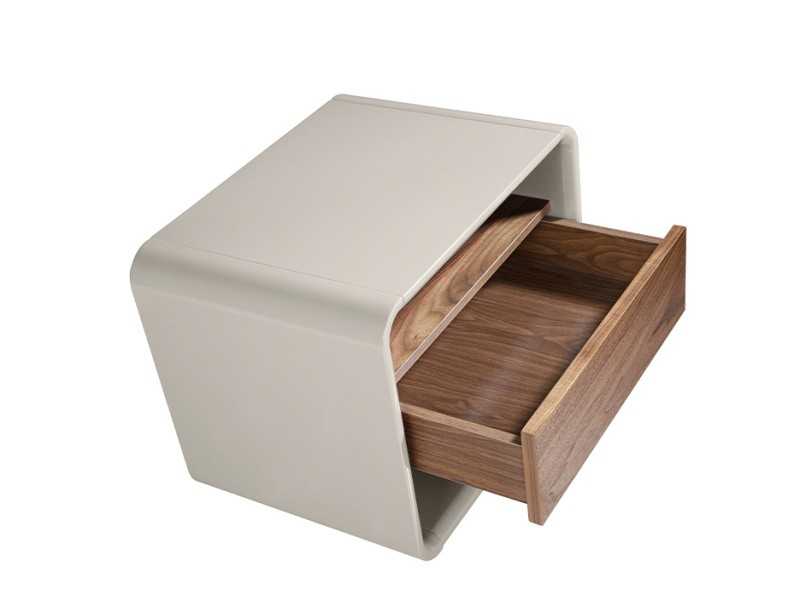 Lacquered bedside table with one drawer in walnut - DILETTA