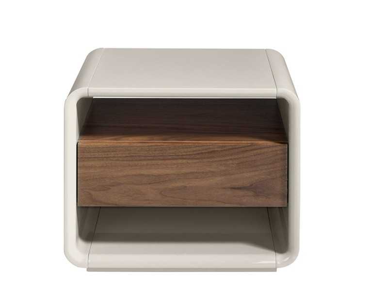 Lacquered bedside table with one drawer in walnut - DILETTA