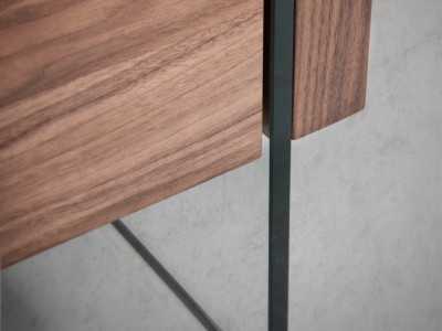 Walnut bedside table with tempered glass legs - GEMMA Walnut bedside table with tempered glass legs - GEMMA