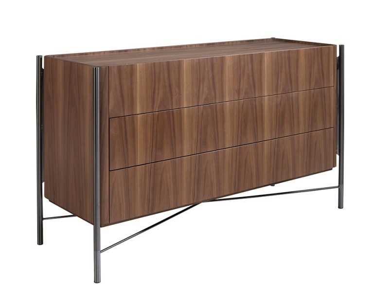 Chest of drawers/sideboard in walnut and steel - WENDY