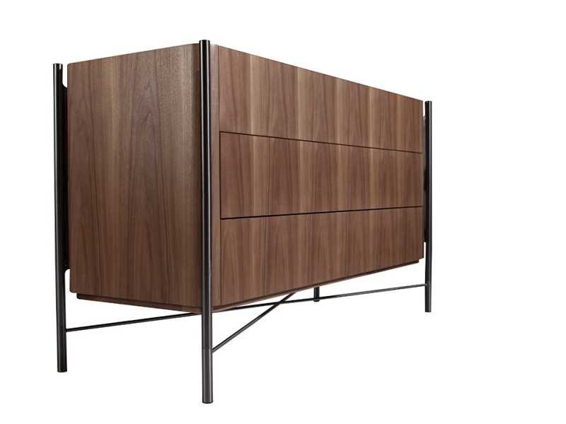 Commode en noyer et acier inoxydable - WENDY