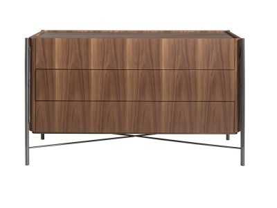 Commode en noyer et acier inoxydable - WENDY