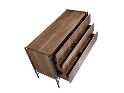 Commode en noyer et acier inoxydable - WENDY