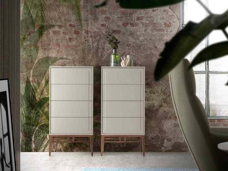 Lacquered chiffonier with walnut base - COSIMA