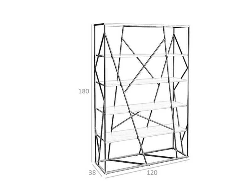 Bibliothèque en acier avec etagères en noyer - BEAU