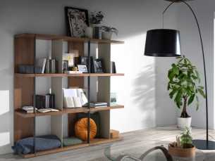 Walnut bookcase with lacquered dividers and steel details - CLAUS 2
