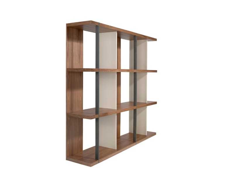 Walnut bookcase with lacquered dividers and steel details - CLAUS
