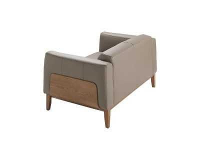 Canapé design tapissé de cuir avec piètement en noyer - VERDI