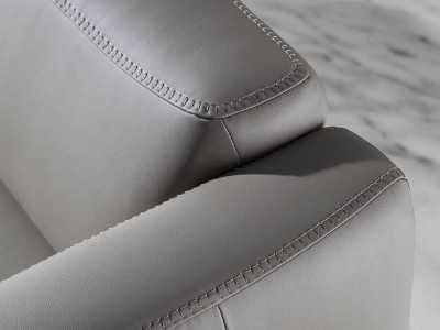 Canapé design tapissé de cuir avec piètement en noyer - VERDI