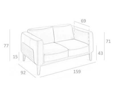 Canapé design tapissé de cuir avec piètement en noyer - VERDI