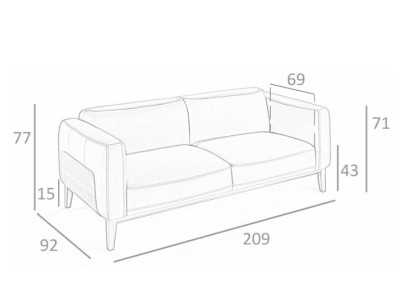 Canapé design tapissé de cuir avec piètement en noyer - VERDI