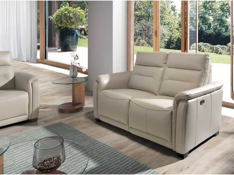 Relax sofa upholstered in genuine leather - CUELLAR