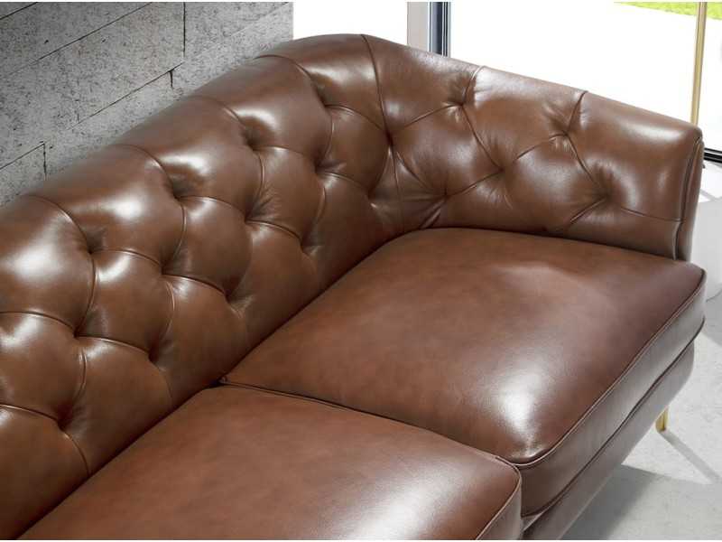 2-seater Chesterfield sofa upholstered in genuine leather - LIVERPOOL 2