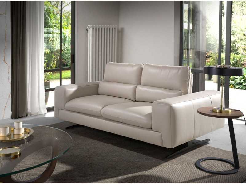 Designer sofa upholstered in leather - AREZZO